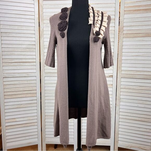 3/$25 Anthropologie Moth Falling Skies Long Open Front Cardigan Sweater Small - Picture 1 of 10